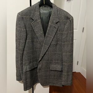 Vintage Saks Fifth Avenue Camel Hair Gray Checkered Men's Blazer